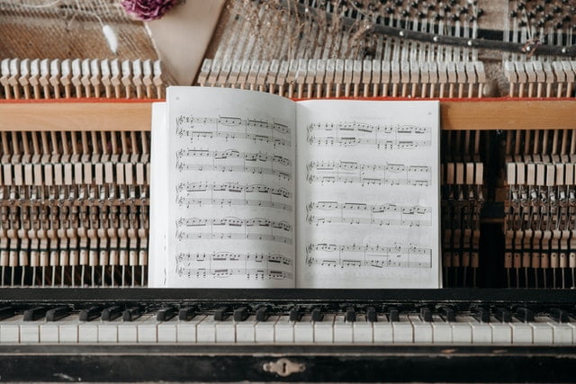 music book on piano
